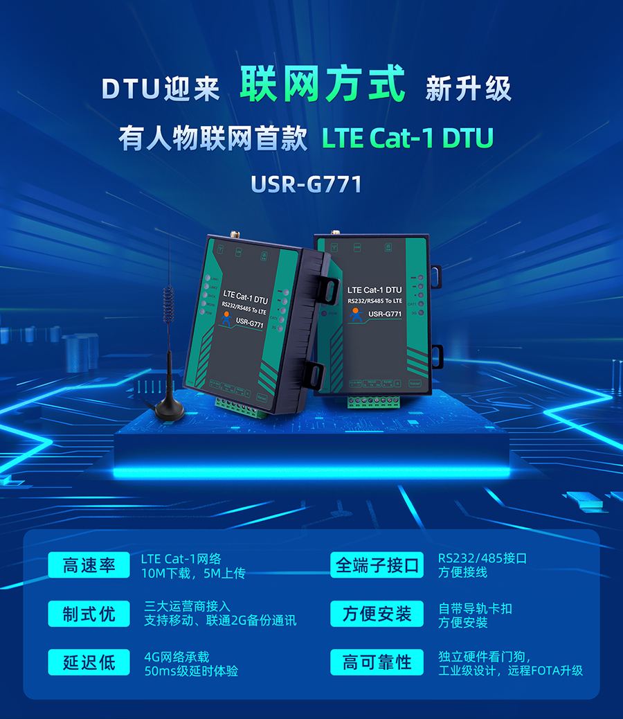 有人物聯(lián)網(wǎng)首款LTE Cat-1 DTU——USR-G771，今天發(fā)售